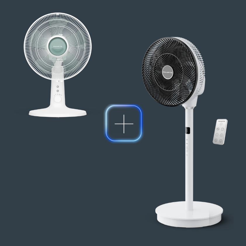 Rowenta Promo Pack Turbo Silence Compact 3D Multiflow Ventilador de pie + Turbo Silence Extreme Ventilador de mesa