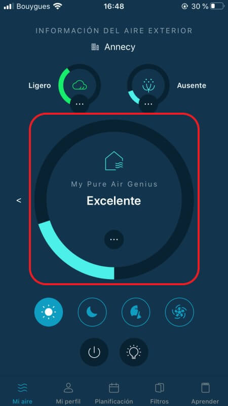 home page of Pure Air app
